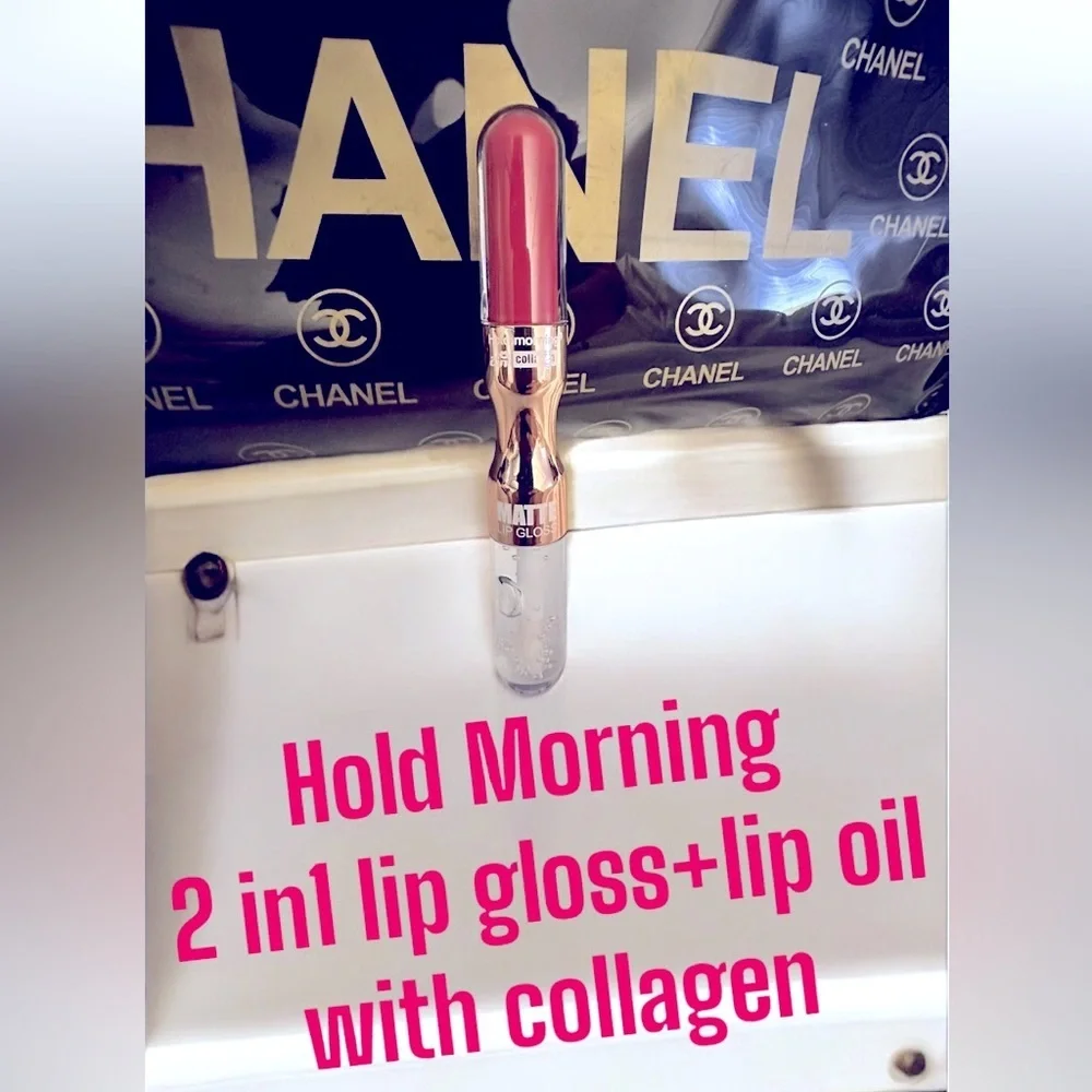 NWOT Hold Morning 2in1 Collagen Matte lip gloss pink and clear